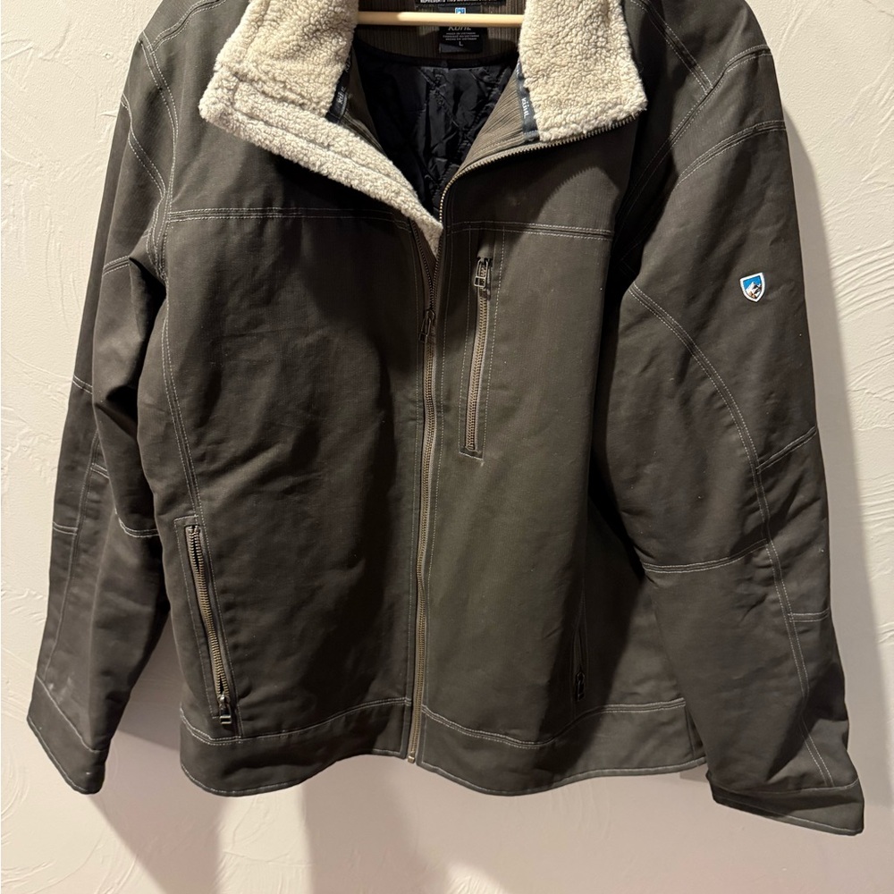 Kuhl Dark Brown Jacket with Cream Collar